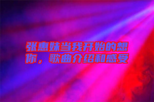 張惠妹當(dāng)我開(kāi)始的想你，歌曲介紹和感受