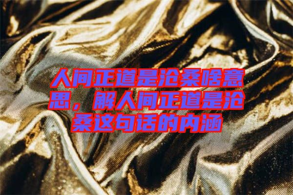 人間正道是滄桑啥意思，解人間正道是滄桑這句話的內(nèi)涵