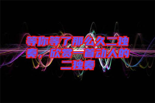 等你等了那么久二獨(dú)奏，欣賞一首動(dòng)人的二獨(dú)奏