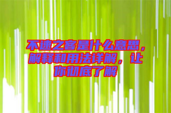 不速之客是什么意思，解釋和用法詳解，讓你徹底了解