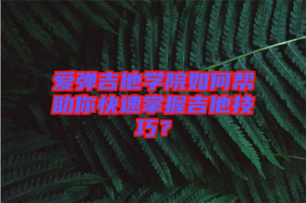 愛彈吉他學(xué)院如何幫助你快速掌握吉他技巧？
