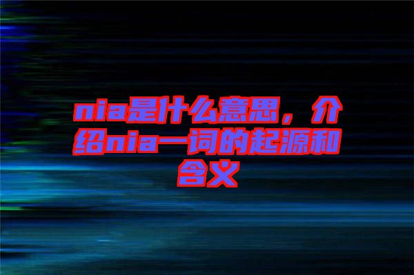 nia是什么意思，介紹nia一詞的起源和含義