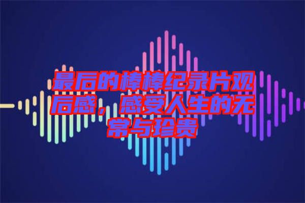 最后的棒棒紀(jì)錄片觀后感，感受人生的無常與珍貴