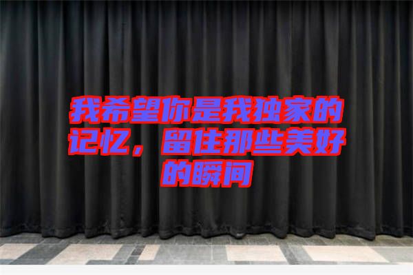 我希望你是我獨家的記憶，留住那些美好的瞬間