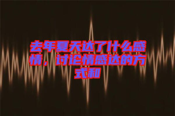 去年夏天達(dá)了什么感情，討論情感達(dá)的方式和