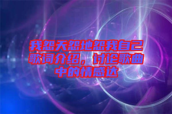 我怨天怨地怨我自己歌詞介紹，討論歌曲中的情感達(dá)