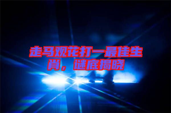 走馬觀花打一最佳生肖，謎底揭曉