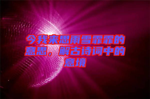 今我來思雨雪霏霏的意思，解古詩詞中的意境