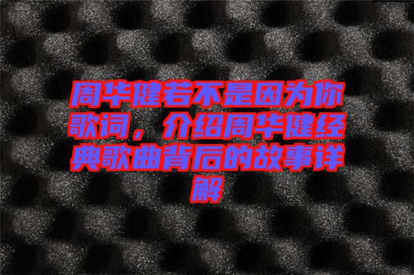 周華健若不是因?yàn)槟愀柙~，介紹周華健經(jīng)典歌曲背后的故事詳解