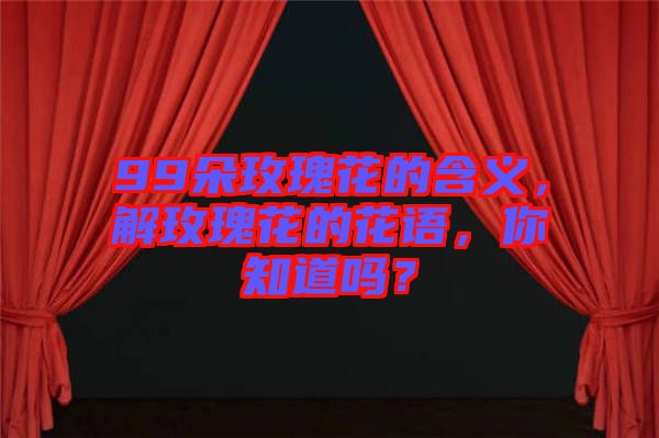 99朵玫瑰花的含義，解玫瑰花的花語，你知道嗎？