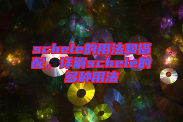 schele的用法和搭配，詳解schele的多種用法
