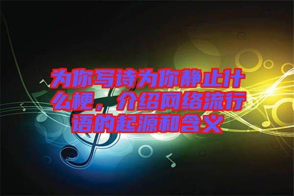 為你寫詩為你靜止什么梗，介紹網(wǎng)絡(luò)流行語的起源和含義