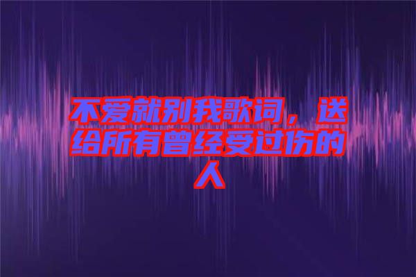 不愛就別我歌詞，送給所有曾經(jīng)受過傷的人