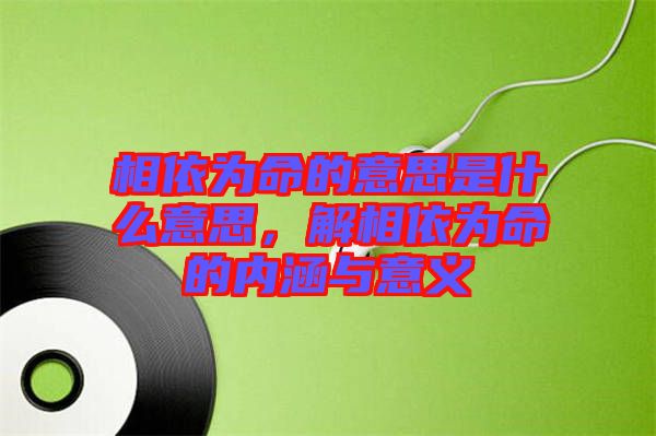 相依為命的意思是什么意思，解相依為命的內(nèi)涵與意義