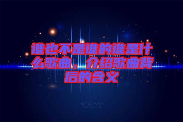 誰(shuí)也不是誰(shuí)的誰(shuí)是什么歌曲，介紹歌曲背后的含義