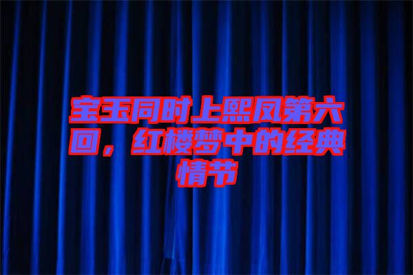 寶玉同時上熙鳳第六回，紅樓夢中的經(jīng)典情節(jié)