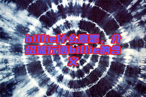 billie什么意思，介紹流行語billie的含義