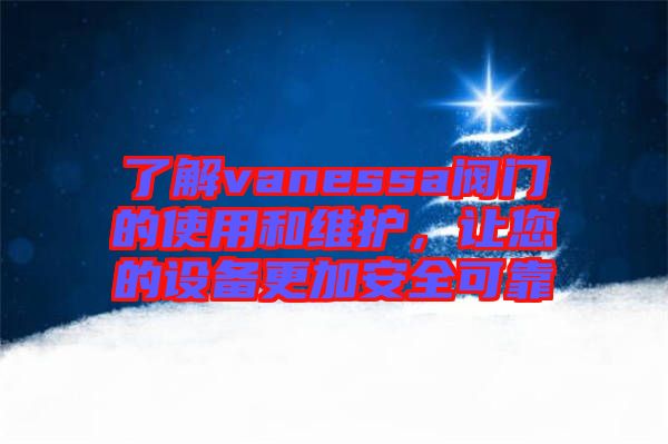 了解vanessa閥門的使用和維護，讓您的設(shè)備更加安全可靠