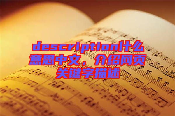 description什么意思中文，介紹網(wǎng)頁(yè)關(guān)鍵字描述