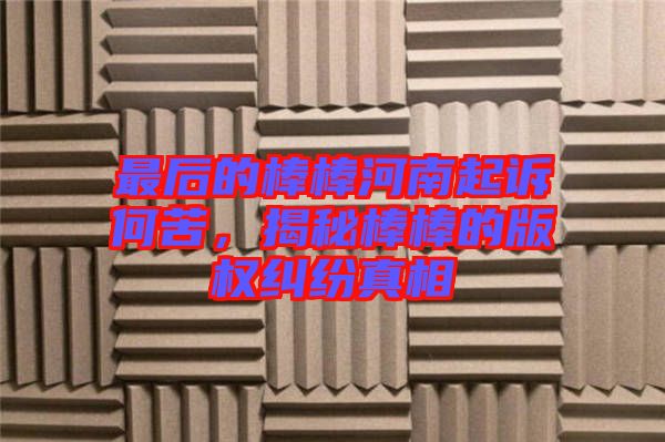 最后的棒棒河南起訴何苦，揭秘棒棒的版權糾紛真相