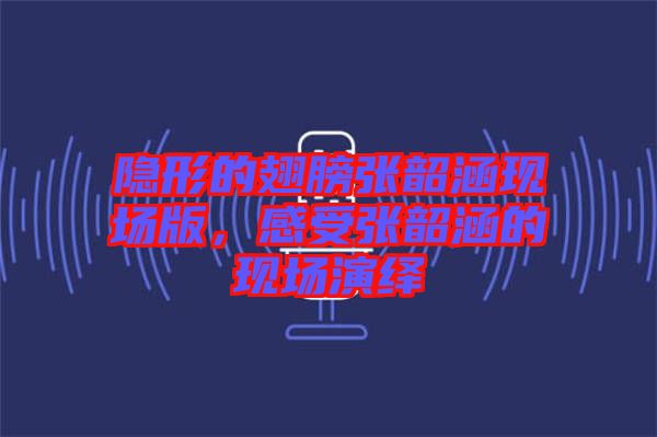 隱形的翅膀張韶涵現(xiàn)場(chǎng)版，感受張韶涵的現(xiàn)場(chǎng)演繹