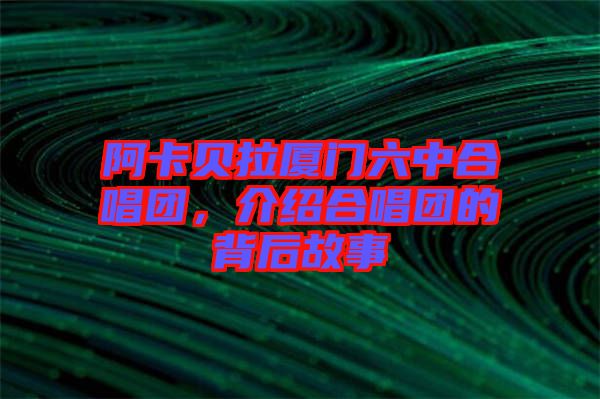 阿卡貝拉廈門六中合唱團(tuán)，介紹合唱團(tuán)的背后故事