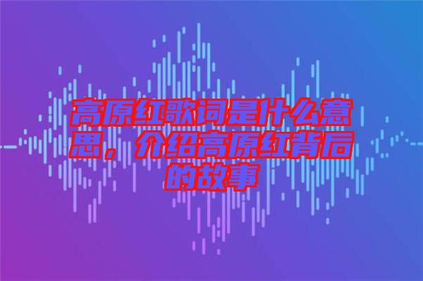 高原紅歌詞是什么意思，介紹高原紅背后的故事