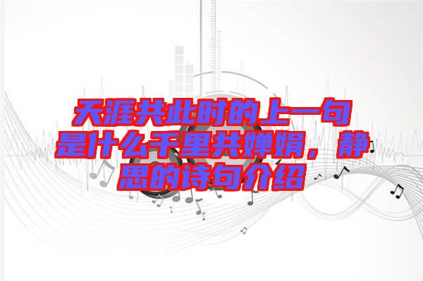 天涯共此時的上一句是什么千里共嬋娟，靜思的詩句介紹
