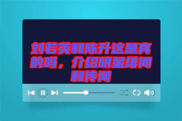劉若英和陳升這是真的嗎，介紹明星緋聞和傳聞
