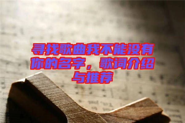 尋找歌曲我不能沒(méi)有你的名字，歌詞介紹與推薦