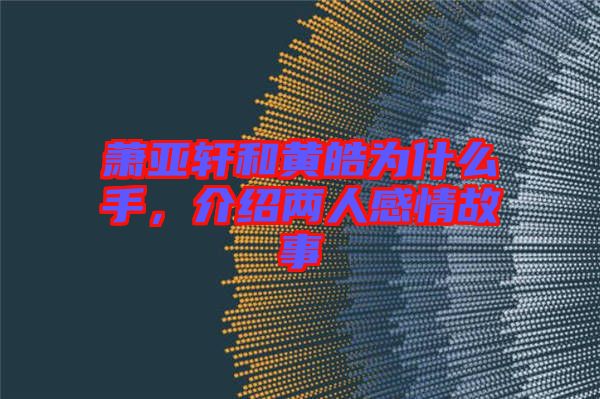 蕭亞軒和黃皓為什么手，介紹兩人感情故事