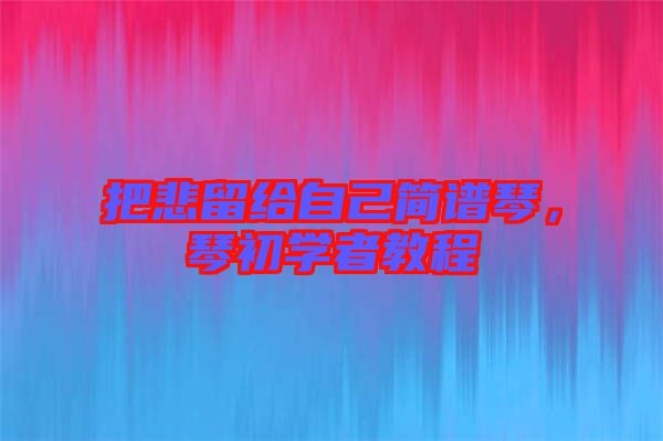 把悲留給自己簡譜琴，琴初學(xué)者教程