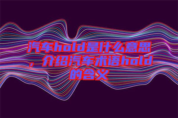 汽車hold是什么意思，介紹汽車術(shù)語hold的含義