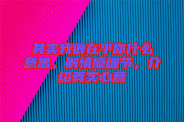 其實我很在乎你什么意思，解情感細節(jié)，介紹真實心意
