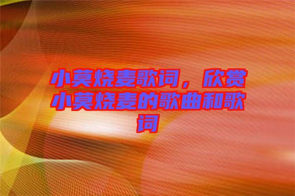 小莫燒麥歌詞，欣賞小莫燒麥的歌曲和歌詞