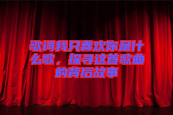 歌詞我只喜歡你是什么歌，探尋這首歌曲的背后故事
