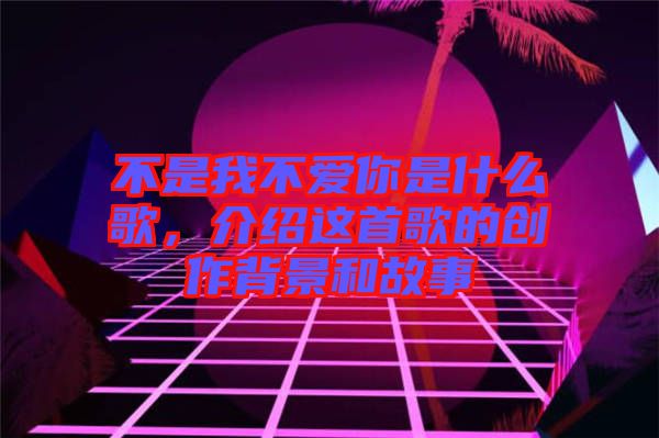不是我不愛你是什么歌，介紹這首歌的創(chuàng)作背景和故事