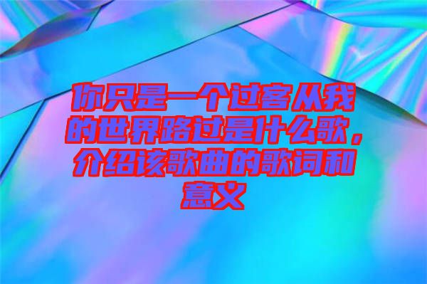 你只是一個(gè)過(guò)客從我的世界路過(guò)是什么歌，介紹該歌曲的歌詞和意義