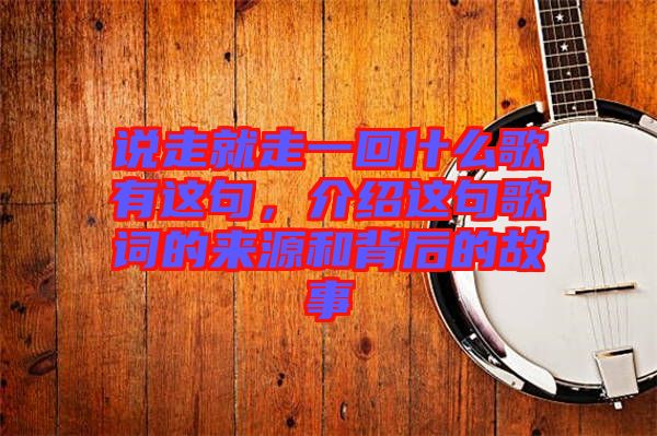 說(shuō)走就走一回什么歌有這句，介紹這句歌詞的來(lái)源和背后的故事