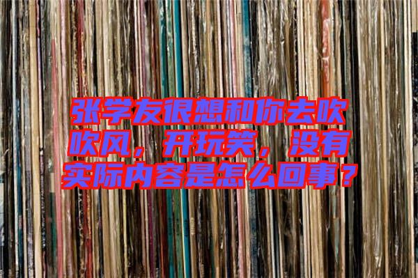 張學友很想和你去吹吹風，開玩笑，沒有實際內容是怎么回事？