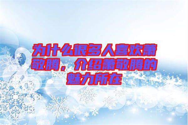 為什么很多人喜歡蕭敬騰，介紹蕭敬騰的魅力所在