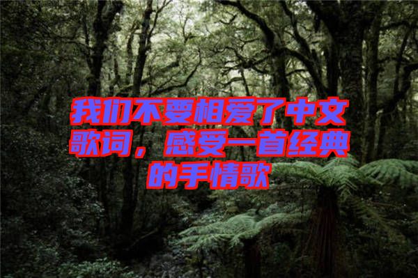 我們不要相愛(ài)了中文歌詞，感受一首經(jīng)典的手情歌