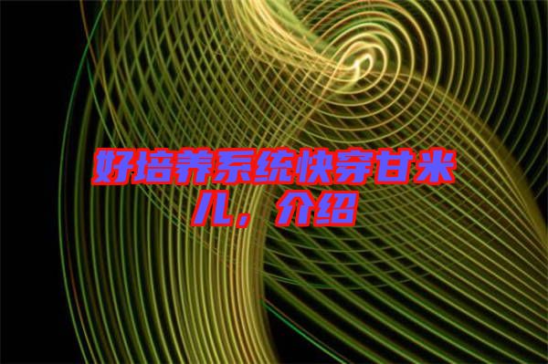 好培養(yǎng)系統(tǒng)快穿甘米兒，介紹