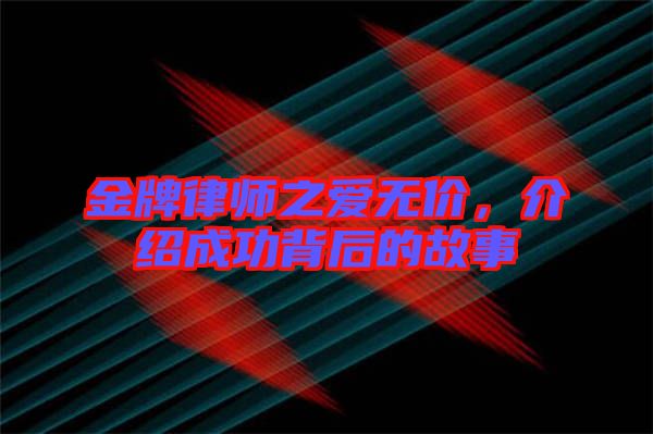 金牌律師之愛無價(jià)，介紹成功背后的故事