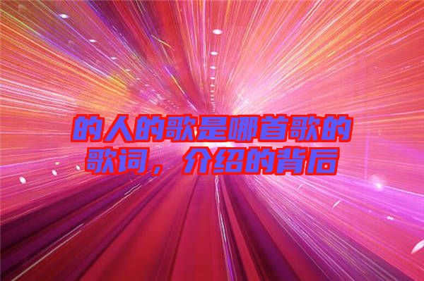 的人的歌是哪首歌的歌詞，介紹的背后