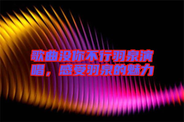 歌曲沒你不行羽泉演唱，感受羽泉的魅力