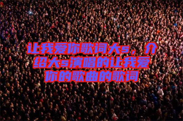 讓我愛(ài)你歌詞大s，介紹大s演唱的讓我愛(ài)你的歌曲的歌詞