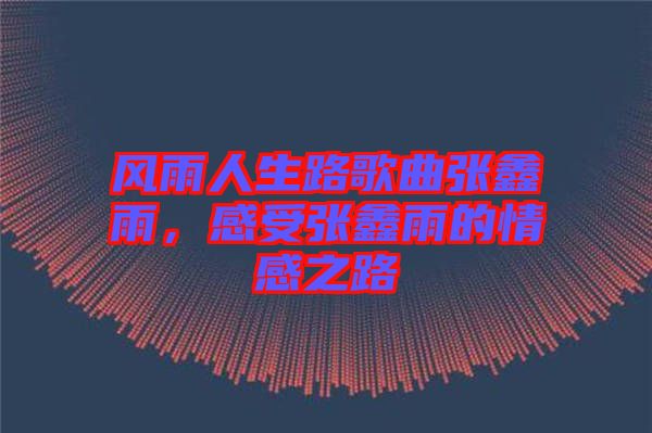 風(fēng)雨人生路歌曲張?chǎng)斡?，感受張?chǎng)斡甑那楦兄? width=