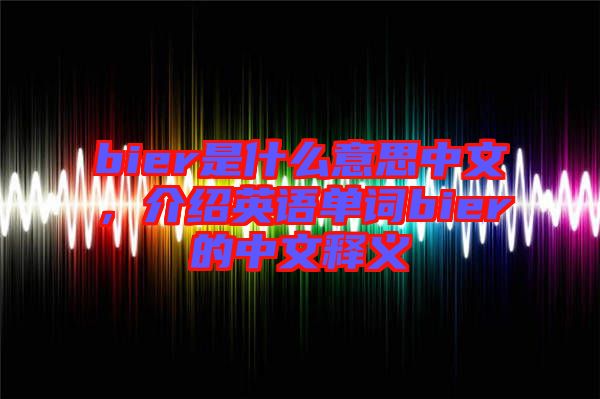 bier是什么意思中文，介紹英語(yǔ)單詞bier的中文釋義
