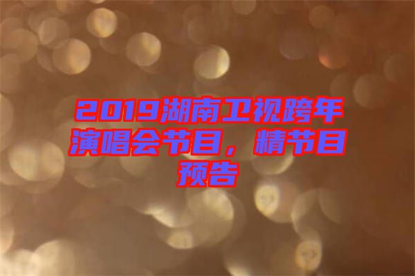 2019湖南衛(wèi)視跨年演唱會(huì)節(jié)目，精節(jié)目預(yù)告